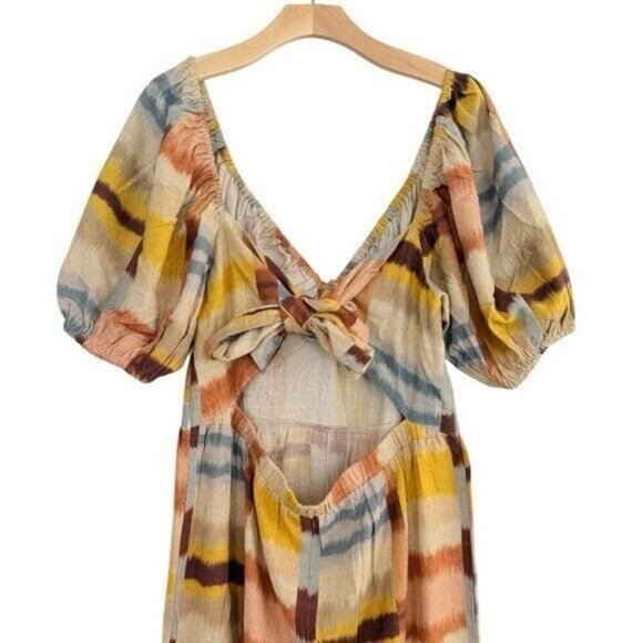 ANTHROPOLOGIE Ranna Gill Tie Back Puff Sleeve Linen Blend Jumpsuit Size NEW - Picture 8 of 11